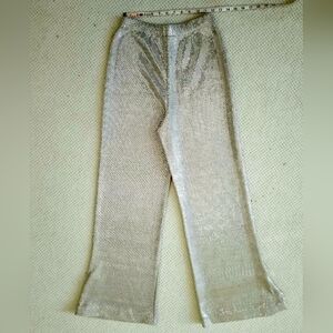 NWOT St. John Evening Lt. Grey w/ Silver Square Paillette Santana Pant. Size 6.